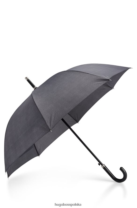 Hugo Boss Ciemnoszary szary wzorzysty parasol z rączką hugo ze sztucznej skóry ciemno szary R0X0H65576