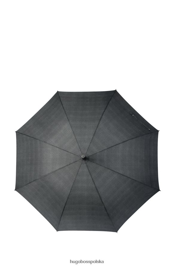 Hugo Boss Ciemnoszary szary wzorzysty parasol z rączką hugo ze sztucznej skóry ciemno szary R0X0H65576