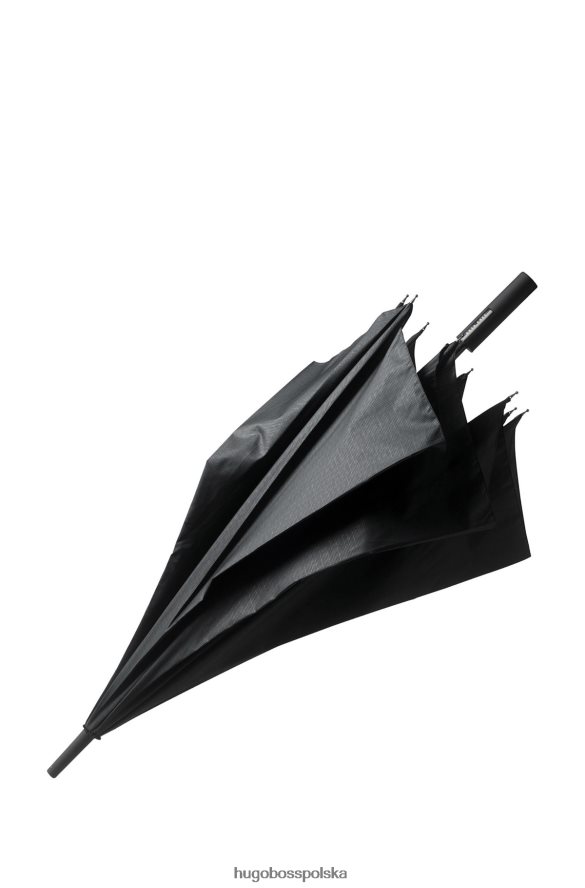 Hugo Boss Hugo czarny wzorzysty parasol golfowy z czarną ramą z włókna szklanego czarny R0X0H65621