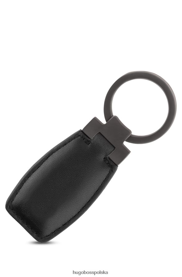 Hugo Boss Skórzany brelok do kluczy z wygrawerowanym logo, metalowymi elementami, dostępny w opakowaniu hugo różne opakowania wstępne R0X0H65575