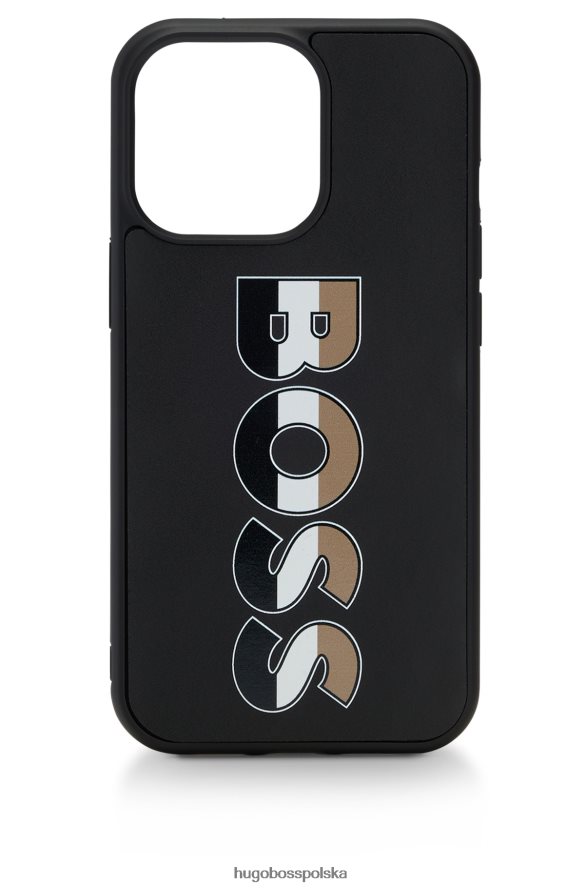 Hugo Boss Wzorzyste, skórzane etui Hugo na iPhone'a 13 Pro z charakterystycznym logo w paski wzorzyste R0X0H65078