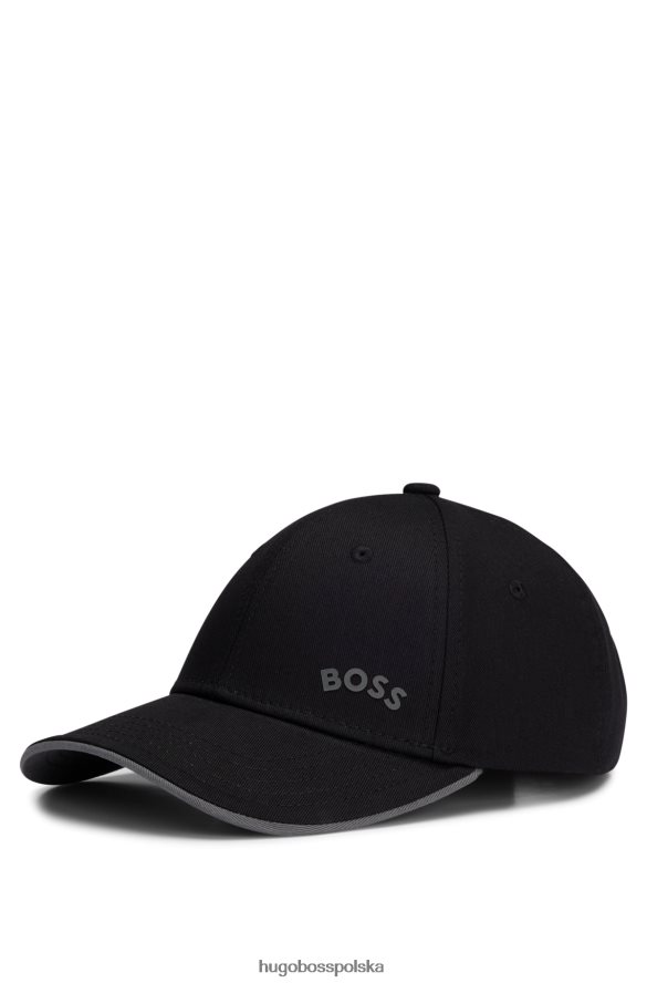 Hugo Boss Czapka Hugo z bawełnianym diagonalem, zakrzywionym logo i regulowanym zapięciem, czarna czarny R0X0H65097