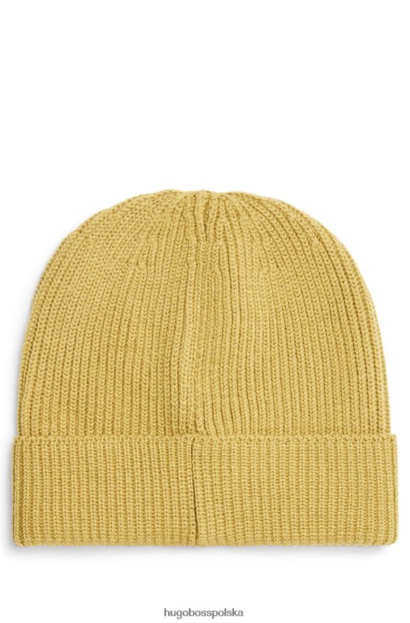 Hugo Boss Czapka hugo typu beanie z dziewiczej wełny z logo ze sztucznej skóry w kolorze jasnozielonym jasnozielony R0X0H65404