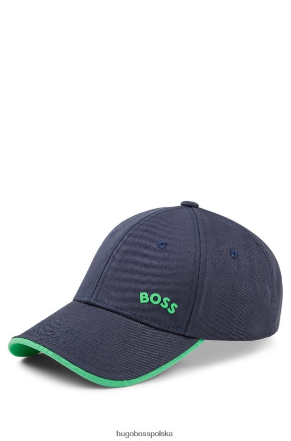 Hugo Boss Czapka hugo z bawełnianego diagonalu, z kontrastowym logo i ciemnoniebieską końcówką ciemny niebieski R0X0H65186