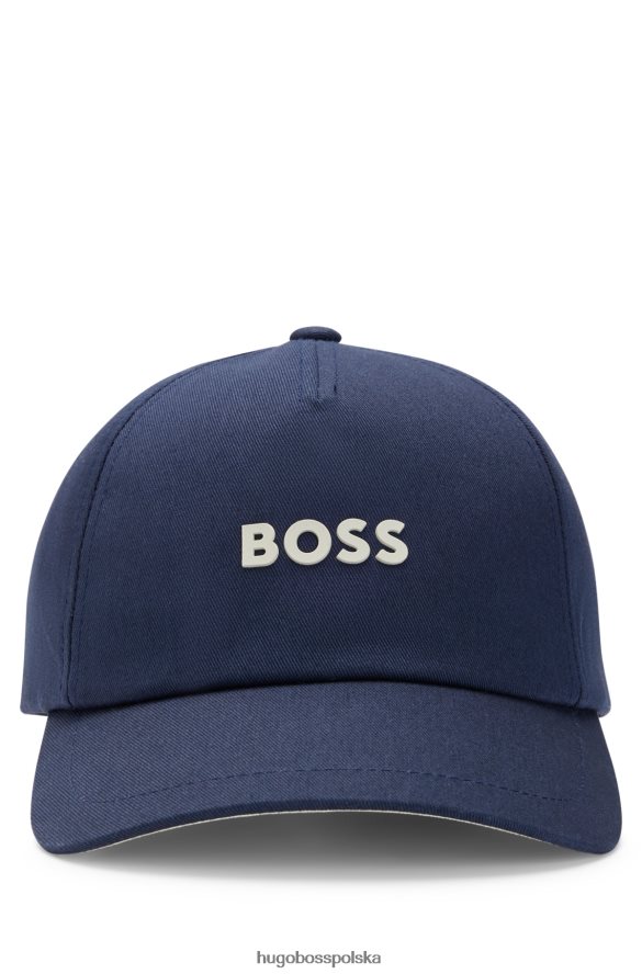 Hugo Boss Czapka hugo z bawełnianego diagonalu z logo w kolorze ciemnoniebieskim ciemny niebieski R0X0H65123