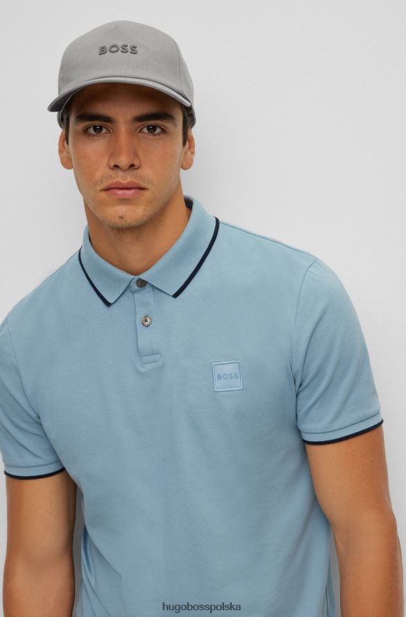 Hugo Boss Czapka hugo z bawełnianego diagonalu z logo w kolorze jasnoszarym jasnoszary R0X0H65129