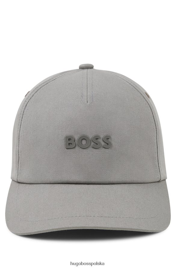 Hugo Boss Czapka hugo z bawełnianego diagonalu z logo w kolorze jasnoszarym jasnoszary R0X0H65129