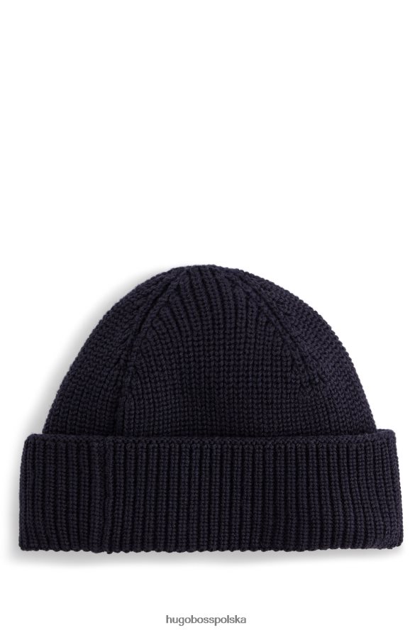 Hugo Boss Czapka rybacka hugo, prążkowana, z metką z logo, wykonana z miękkiej przędzy w kolorze ciemnoniebieskim ciemny niebieski R0X0H65059