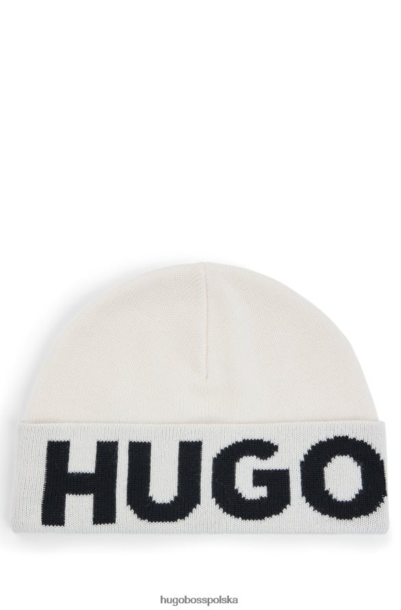 Hugo Boss Czapka typu beanie z żakardowym kontrastowym logo w kolorze białym hugo biały R0X0H65842