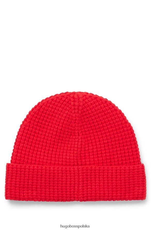 Hugo Boss Czapka typu beanie z domieszką wełny z naszywką z logo Hugo w kolorze czerwonym czerwony R0X0H65845