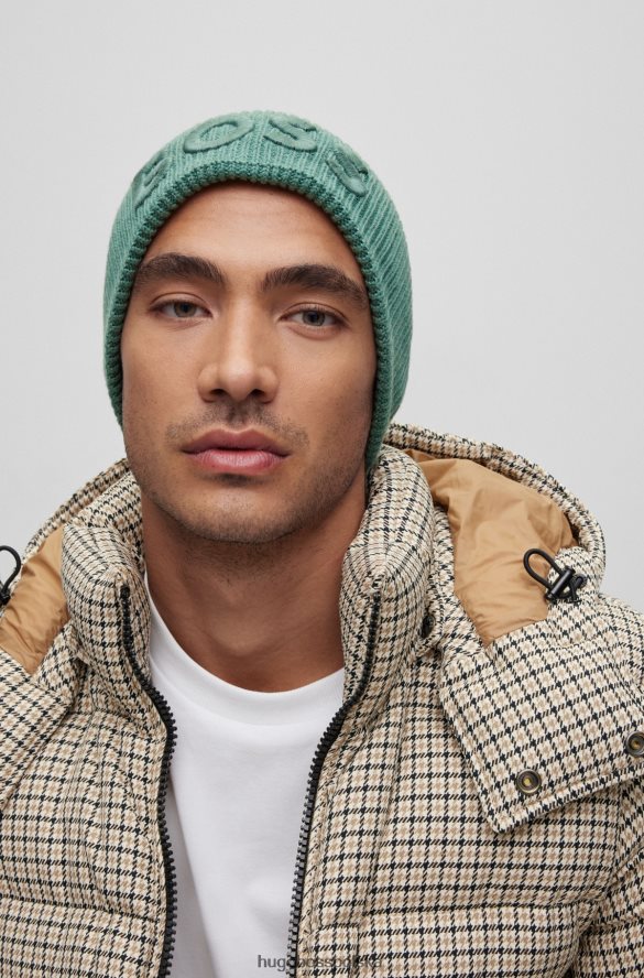 Hugo Boss Czapka typu beanie z mieszanki bawełny z haftowanym logo 3D hugo w kolorze zielonym zielony R0X0H65132