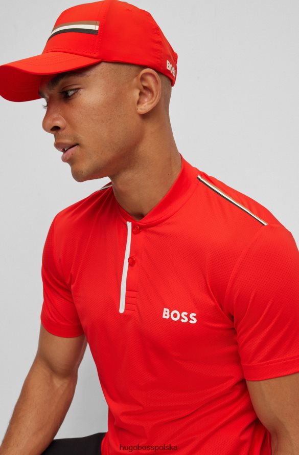 Hugo Boss Czapka x Matteo Berrettini w charakterystyczne paski, wykonana z elastycznej popeliny z logo czerwony R0X0H65754