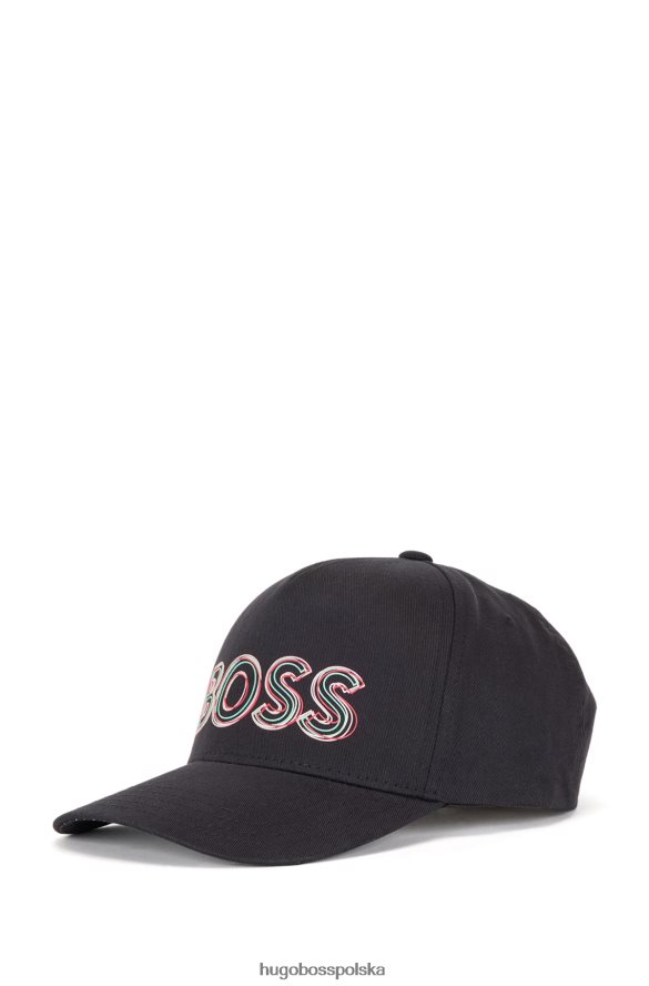 Hugo Boss Czapka z bawełnianego diagonalu z grafiką logo Hugo w kolorze czarnym czarny R0X0H65070