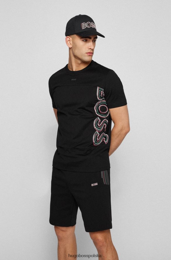 Hugo Boss Czapka z bawełnianego diagonalu z grafiką logo Hugo w kolorze czarnym czarny R0X0H65070