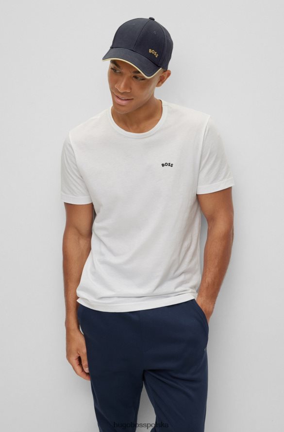 Hugo Boss Czapka z bawełnianego diagonalu z kontrastowym logo i niebieskim hugo niebieski R0X0H65187