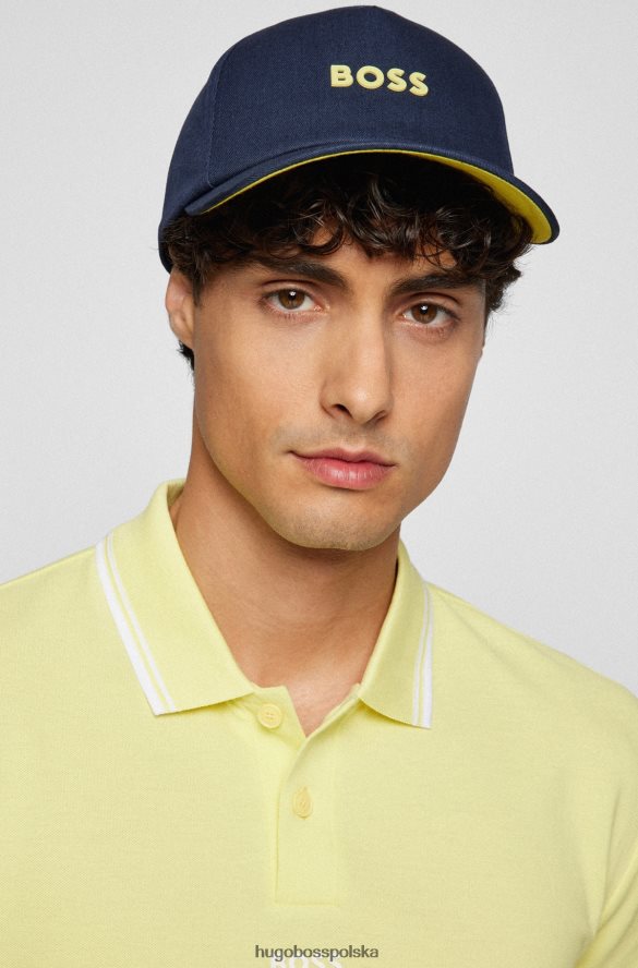 Hugo Boss Czapka z bawełnianego diagonalu z logo w kolorze granatowym hugo ciemny niebieski R0X0H65124
