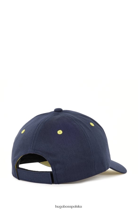 Hugo Boss Czapka z bawełnianego diagonalu z logo w kolorze granatowym hugo ciemny niebieski R0X0H65124