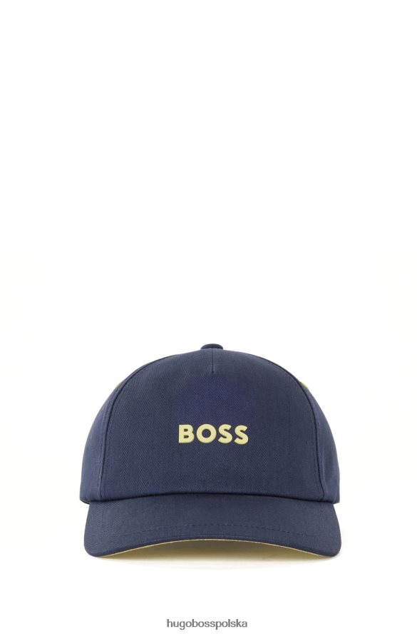 Hugo Boss Czapka z bawełnianego diagonalu z logo w kolorze granatowym hugo ciemny niebieski R0X0H65124