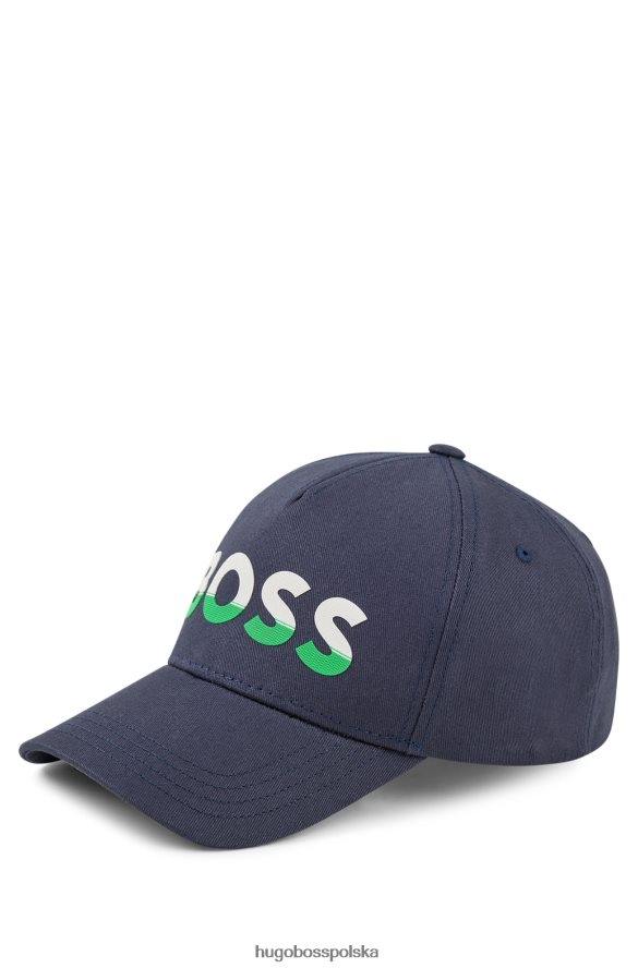 Hugo Boss Czapka z bawełnianego diagonalu z nadrukowanym logo w kolorze ciemnoniebieskim hugo ciemny niebieski R0X0H65414