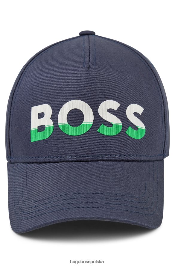 Hugo Boss Czapka z bawełnianego diagonalu z nadrukowanym logo w kolorze ciemnoniebieskim hugo ciemny niebieski R0X0H65414