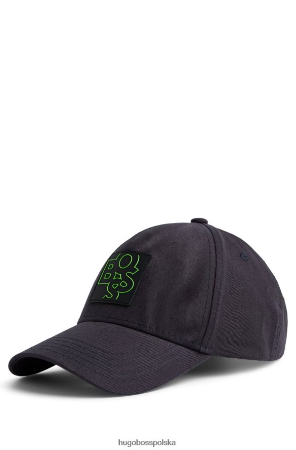 Hugo Boss Czapka z bawełnianego diagonalu z naszywką z logo Hugo w kolorze ciemnoniebieskim ciemny niebieski R0X0H65145