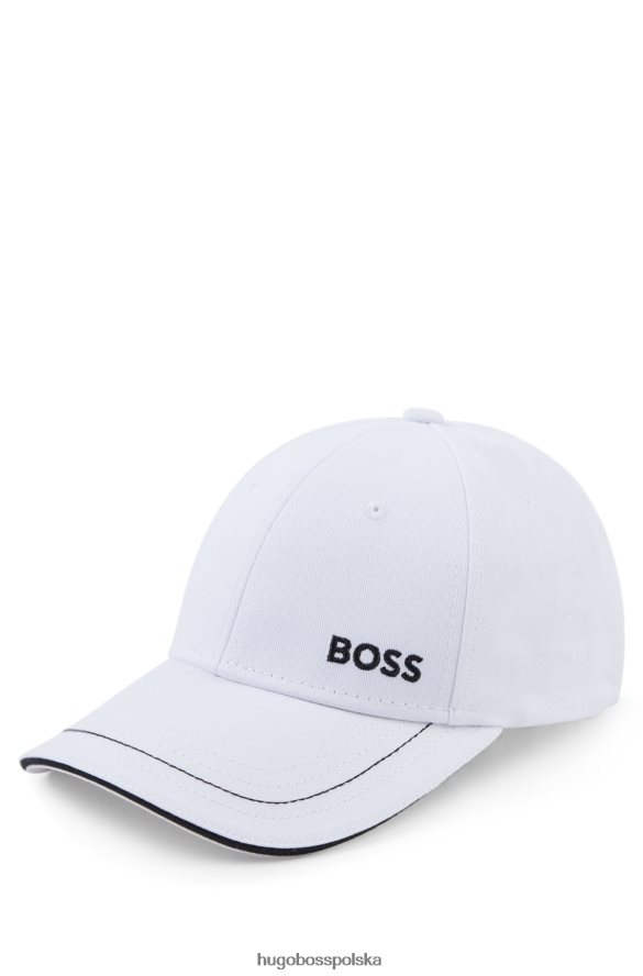 Hugo Boss Czapka z bawełnianym twillem i kontrastowym logo hugo w kolorze białym biały R0X0H65604
