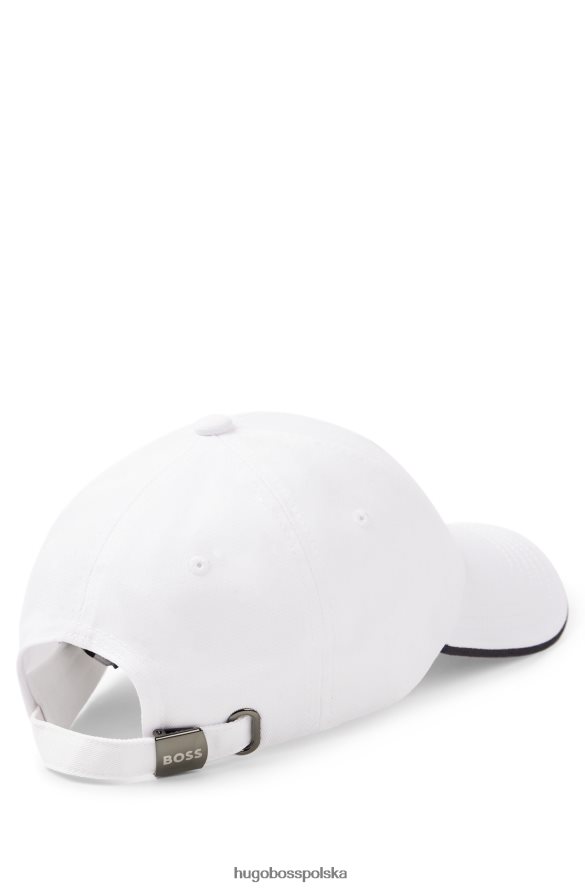 Hugo Boss Czapka z bawełnianym twillem z kontrastowym logo i białą końcówką Hugo biały R0X0H65189