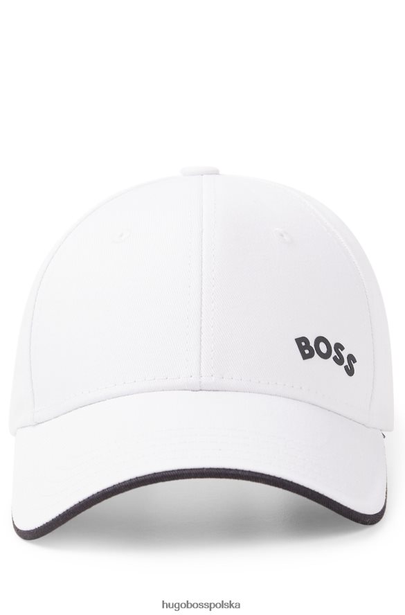 Hugo Boss Czapka z bawełnianym twillem z kontrastowym logo i białą końcówką Hugo biały R0X0H65189
