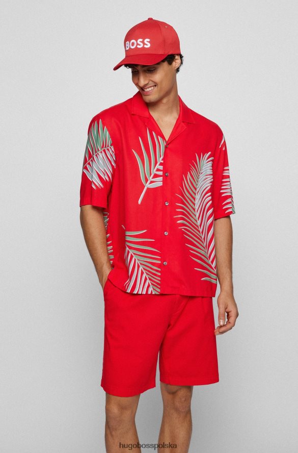 Hugo Boss Czapka ze stretchem i haftowanym logo, czerwona hugo czerwony R0X0H65446