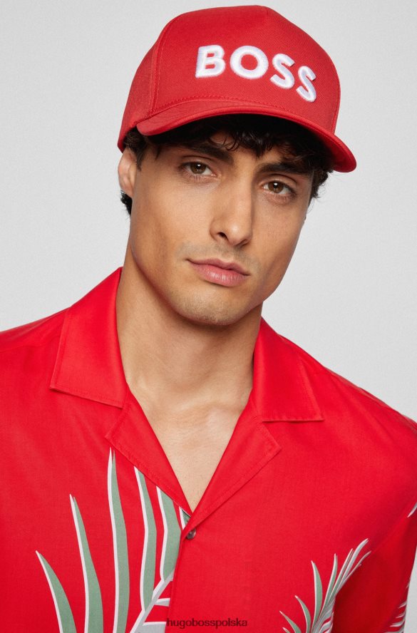 Hugo Boss Czapka ze stretchem i haftowanym logo, czerwona hugo czerwony R0X0H65446
