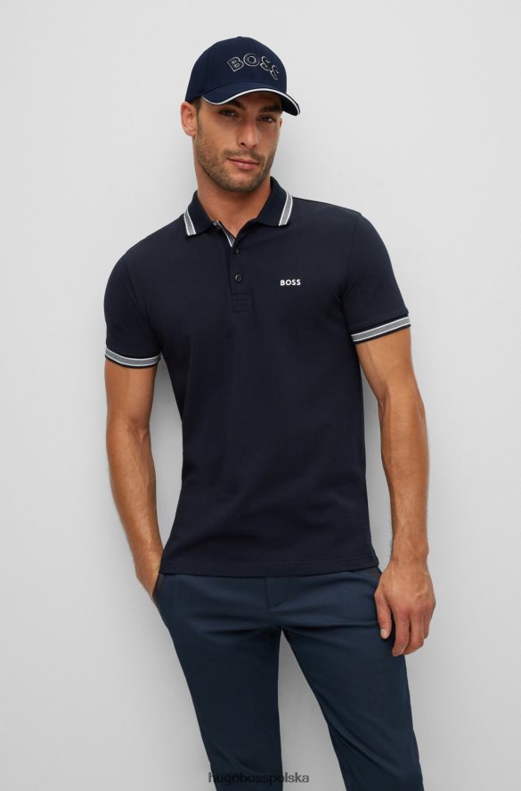 Hugo Boss Czapka ze stretchem piqu¨¦ z haftowanym logo w kolorze ciemnoniebieskim hugo ciemny niebieski R0X0H65730