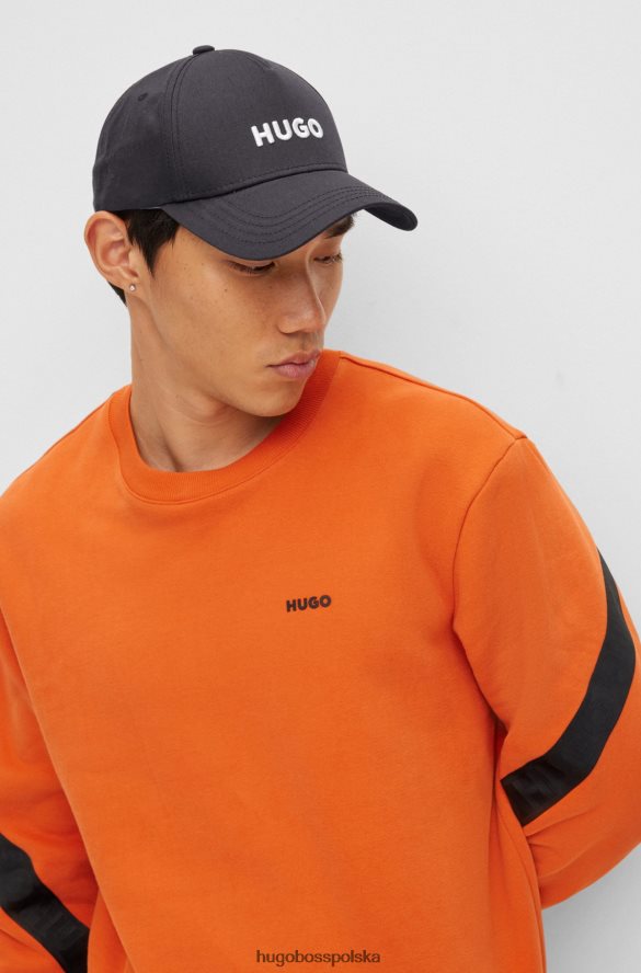 Hugo Boss Czarna czapka hugo z bawełnianego diagonalu i haftowanym logo czarny R0X0H65566