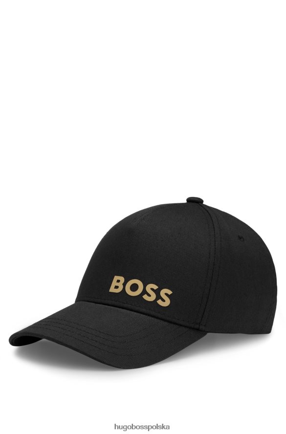 Hugo Boss Czarna czapka hugo z bawełnianym diagonalem i mieszanymi logo czarny R0X0H65500