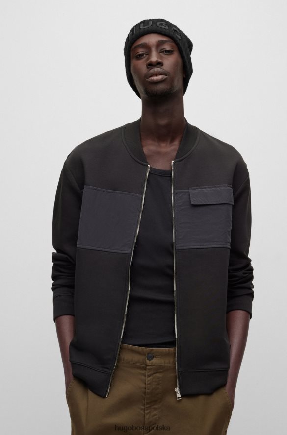 Hugo Boss Czarna czapka unisex hugo z dziewiczej wełny z haftowanym logo czarny R0X0H65245