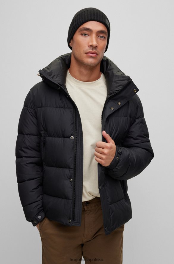 Hugo Boss Czarna dzianinowa czapka typu beanie hugo z tkaną naszywką z logo czarny R0X0H65115