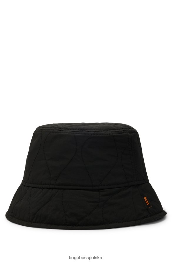 Hugo Boss Czarny, pikowany kapelusz typu Bucket hugo z flagą z logo czarny R0X0H65535