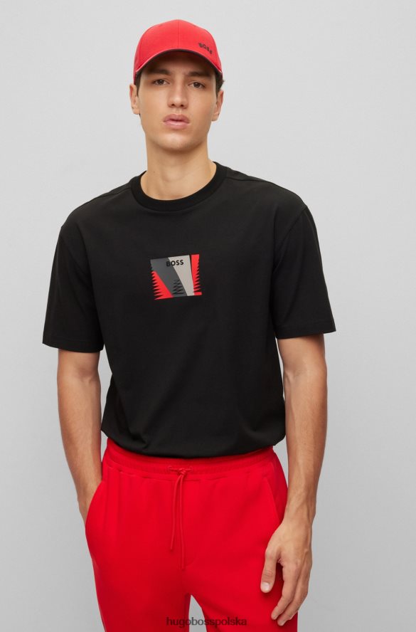 Hugo Boss Czerwona czapka hugo z bawełnianym diagonalem, zakrzywionym logo i regulowanym zapięciem czerwony R0X0H65096