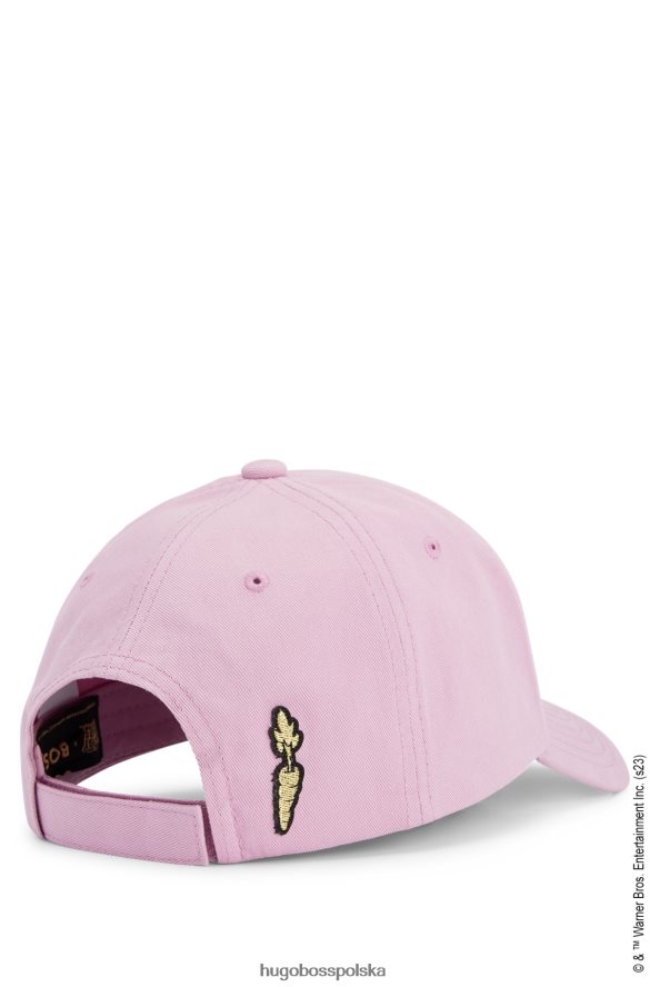 Hugo Boss Looney Tunes x Naszywka z postacią na czapce z bawełnianym diagonalem jasnoróżowy R0X0H65455