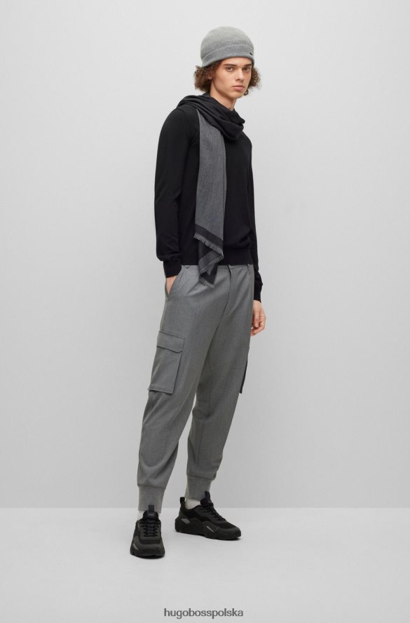 Hugo Boss Prążkowana czapka typu beanie z odpowiedzialnego kaszmiru z naszywką z logo w kolorze jasnoszarym hugo jasnoszary R0X0H65205