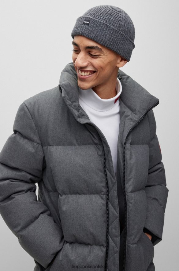 Hugo Boss Szara czapka rybacka hugo, prążkowana, z metką z logo, wykonana z miękkiej przędzy szary R0X0H65058