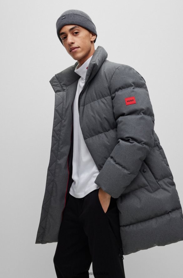 Hugo Boss Szara czapka rybacka hugo, prążkowana, z metką z logo, wykonana z miękkiej przędzy szary R0X0H65058