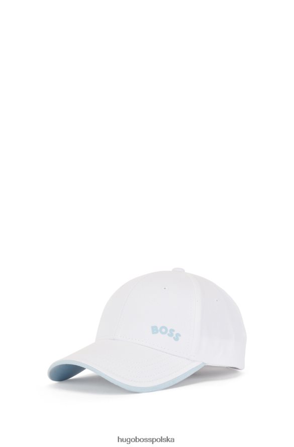 Hugo Boss biała czapka Hugo o splocie diagonalnym z kontrastowym logo i daszkiem biały R0X0H65184