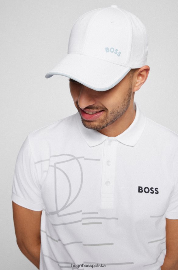 Hugo Boss biała czapka Hugo o splocie diagonalnym z kontrastowym logo i daszkiem biały R0X0H65184