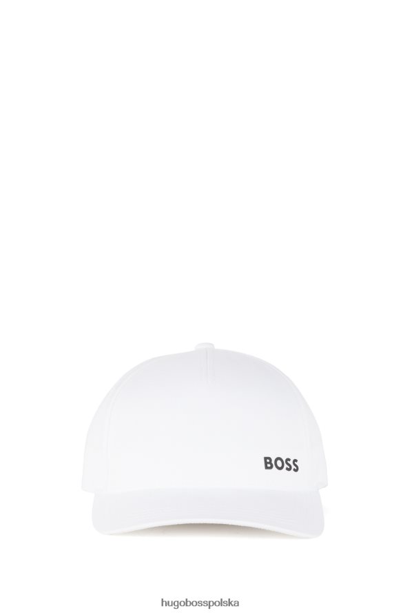 Hugo Boss biała czapka z materiału pochodzącego z recyklingu, z kontrastowym logo i metalowym zapięciem hugo biały R0X0H65380
