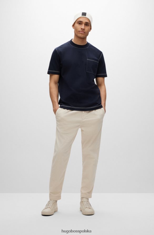 Hugo Boss biała prążkowana czapka typu beanie z silikonową naszywką z logo hugo biały R0X0H65713