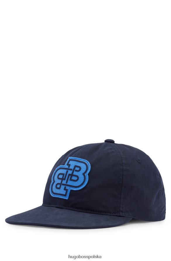 Hugo Boss ciemnoniebieska czapka hugo z mieszanki bawełny z podwójnym monogramem ciemny niebieski R0X0H65890