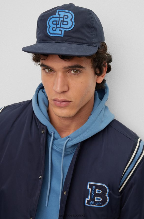 Hugo Boss ciemnoniebieska czapka hugo z mieszanki bawełny z podwójnym monogramem ciemny niebieski R0X0H65890