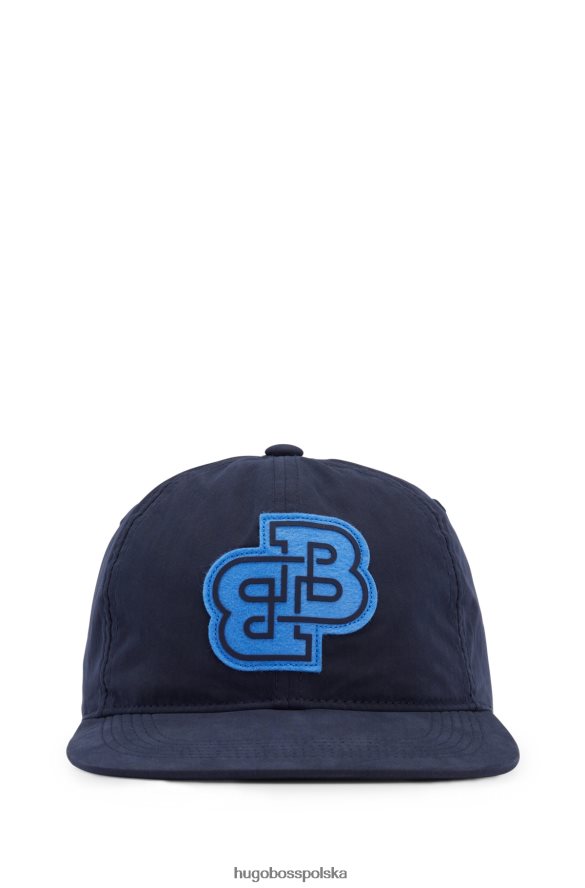 Hugo Boss ciemnoniebieska czapka hugo z mieszanki bawełny z podwójnym monogramem ciemny niebieski R0X0H65890