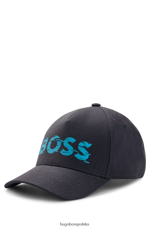 Hugo Boss ciemnoniebieska czapka z bawełnianym twillem Hugo z nadrukiem logo sezonu ciemny niebieski R0X0H65663