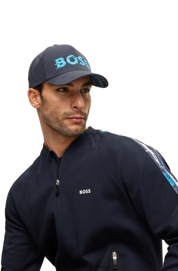 Hugo Boss ciemnoniebieska czapka z bawełnianym twillem Hugo z nadrukiem logo sezonu ciemny niebieski R0X0H65663